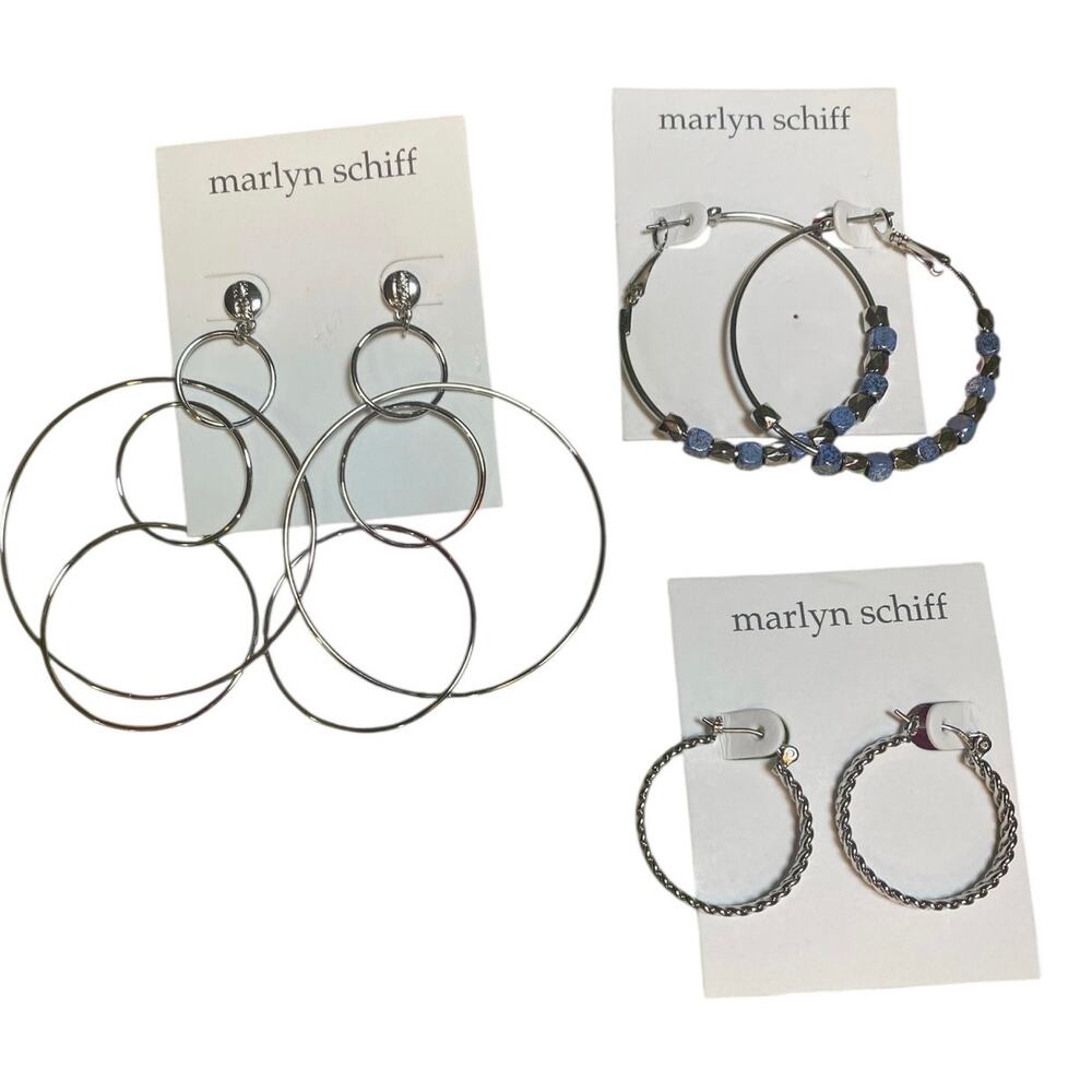 Marlyn Schiff Bundle Silver Hoop Earrings